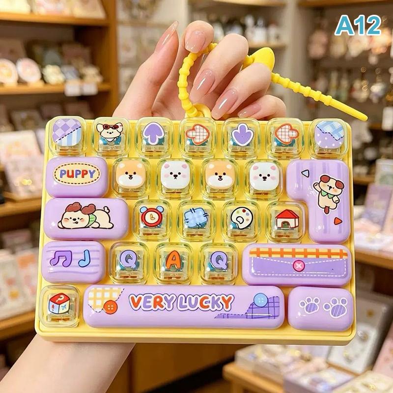 1 Pezzo 26 Scomparti Divertente Vista Mare Animale Portachiavi Tastiera Giorno dei Bambini Regalo Creativo Modello Lettera Quadrato Plastica Ciondolo