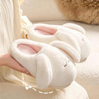 Kadın Kış Karikatür Sevimli Tavşan Kürk Terlikler Bayan Ev İç Mekan Dış Mekan Peluş Çiftler Rahat Terlikler Zapatillas De Mujer