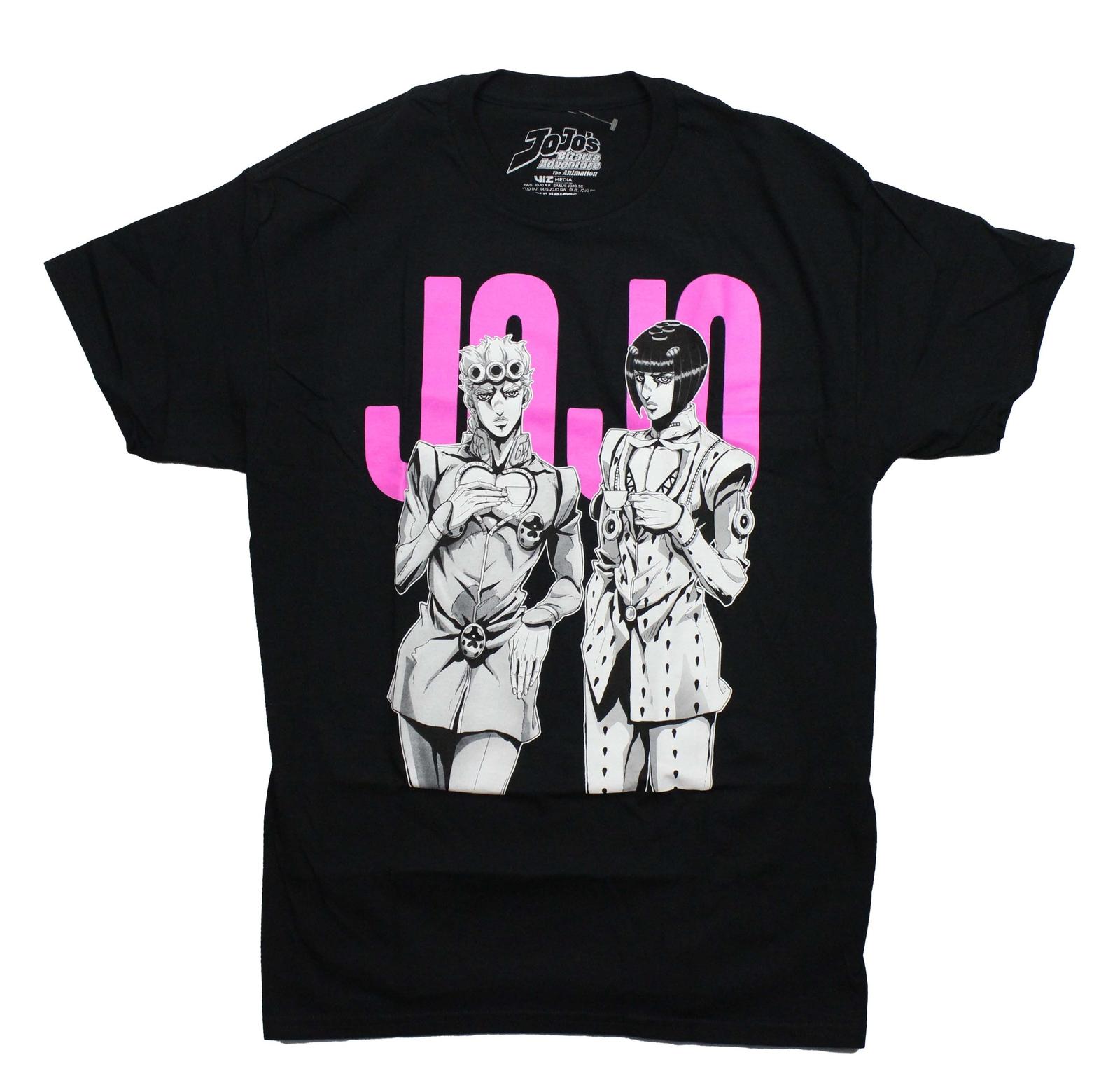 Jojo s Bizarre Adventure New Adult T-Shirt -Grayscale Duo Below Hot Pink JOJO M