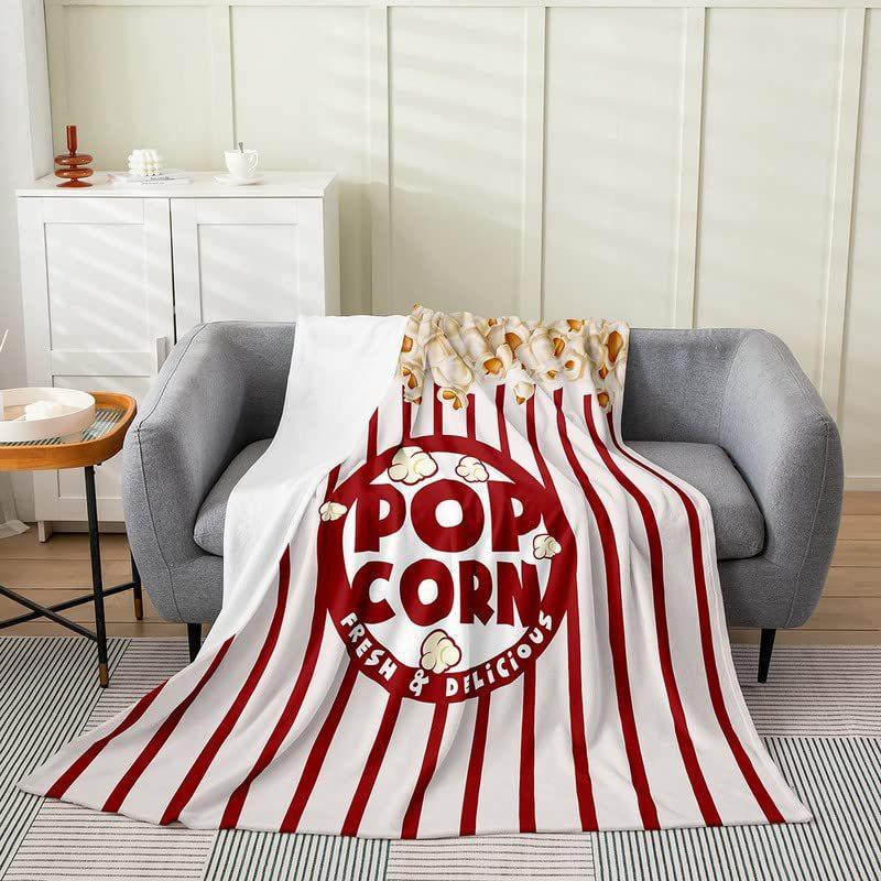 Popcorn Pattern Series Printed Blanket for Sofa Bed Travel Camping Living Room Office Conditioning Blanket for All Seasons Gifts