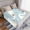1pc Flannel Blanket - Soft All-Season Lightweight Throw with Elegant Swan Lake Design In White, Green, Blue - Perfect for Home,