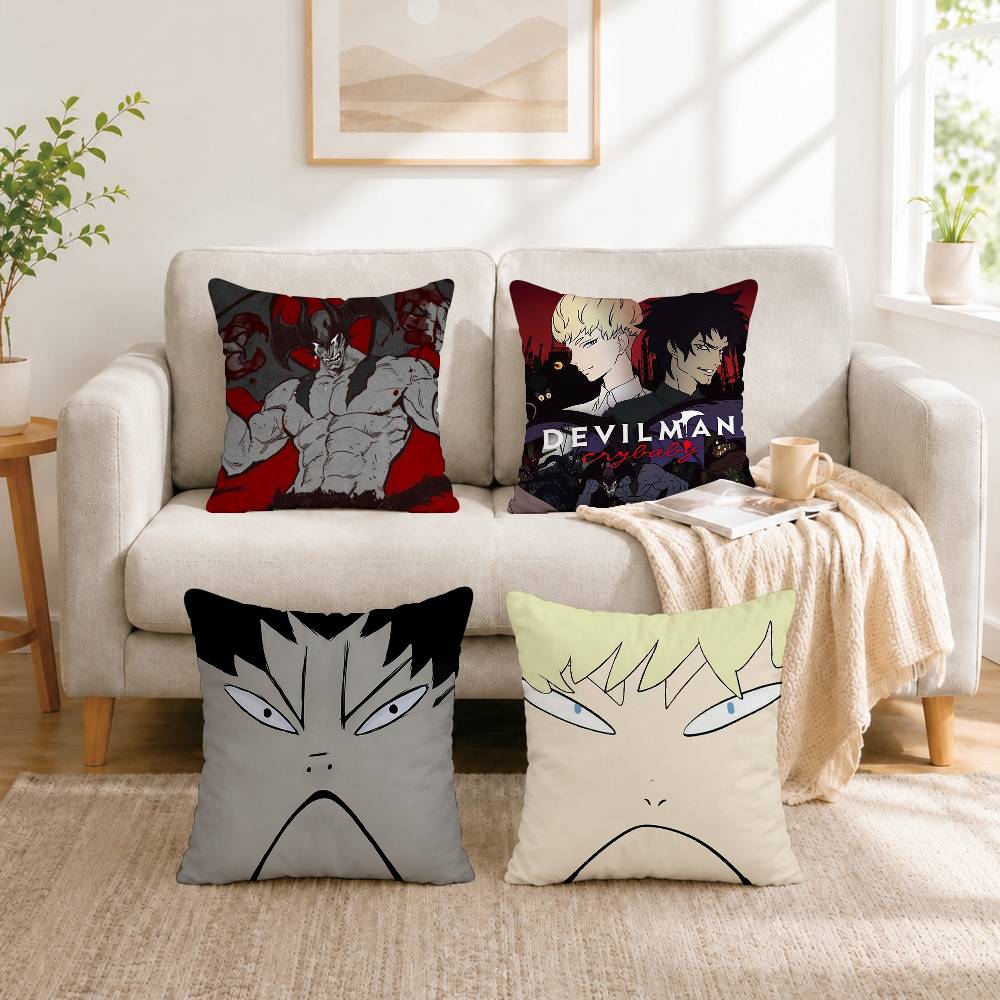 Anime Devilman Crybaby Ryo Asuka Pillow Case Square Double-Sided Sofa Cushion Cover Bedroom Bedside Pillow Gift