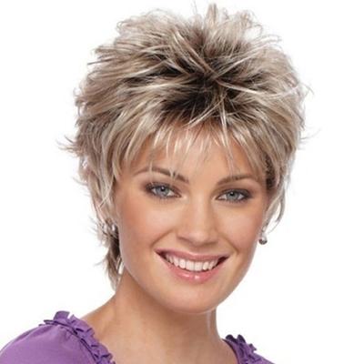Women's Fashion Short Synthetic Wigs Blonde Ombre Hair Costume Party Wigs for Woman Fluffy Natural Curly Wig High Temperature Fiber Wig