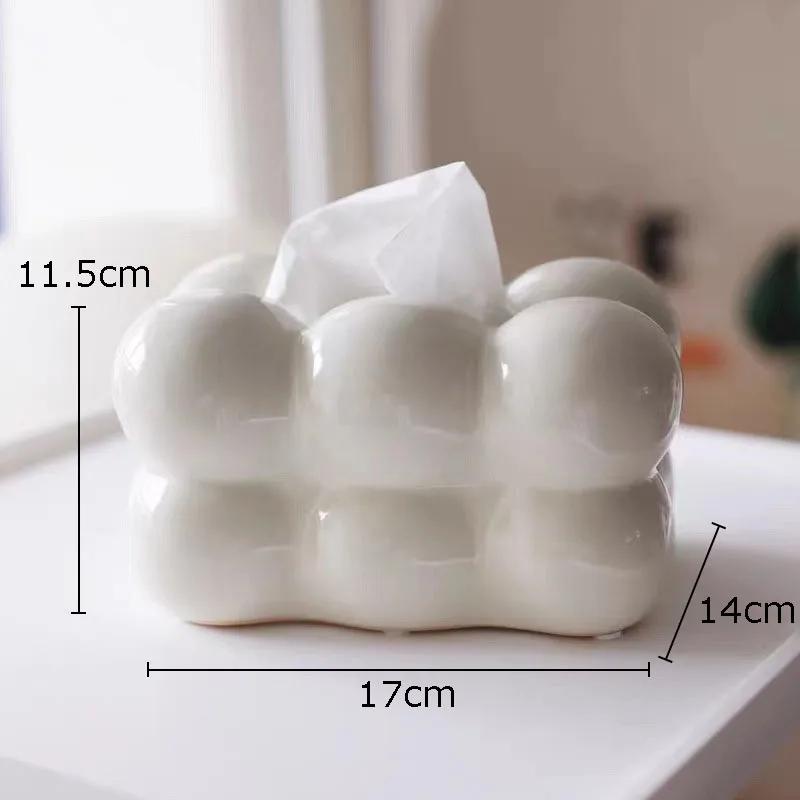 Creative Bubble Ceramic Tissue Boxes Cotton Candy Shape Porcelain Paper Towel Case Coffee Table Desktop Tissue Box Modern Decor