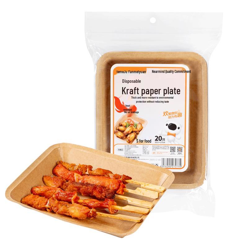 Temeiju Disposable Kraft Paper Plates for Camping & BBQ