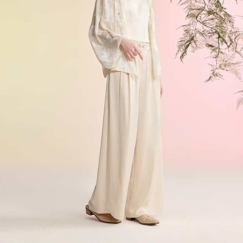 Sancai New Chinese Style High-Waist Wide-Leg Pants