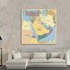 Mapa Político de Oriente Medio Póster de Lona Retro para Educación Geográfica Escolar y Decoración de Pared de Sala de Estar Oficina Arte