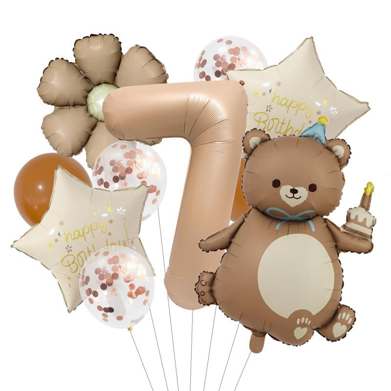Cake Bear Birthday Hat Aluminum Film Balloon Party Background Props Daisy Birthday Kindergarten Digital Arrangement