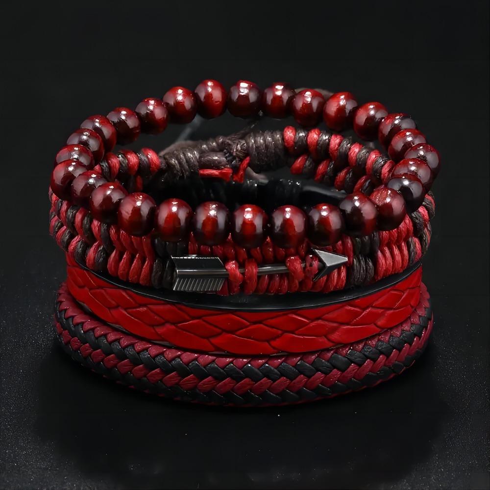 5pcs Set Retro Personality Cupid Arrow Heart Cortex Bracelet for Men Women Couple Weaving Wristband Boho Jewelry Accessory Gift