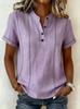 Camicia da Donna Estiva Casual Stampata a Bottoni con Scollo a Girocollo a Maniche Corte Ampia