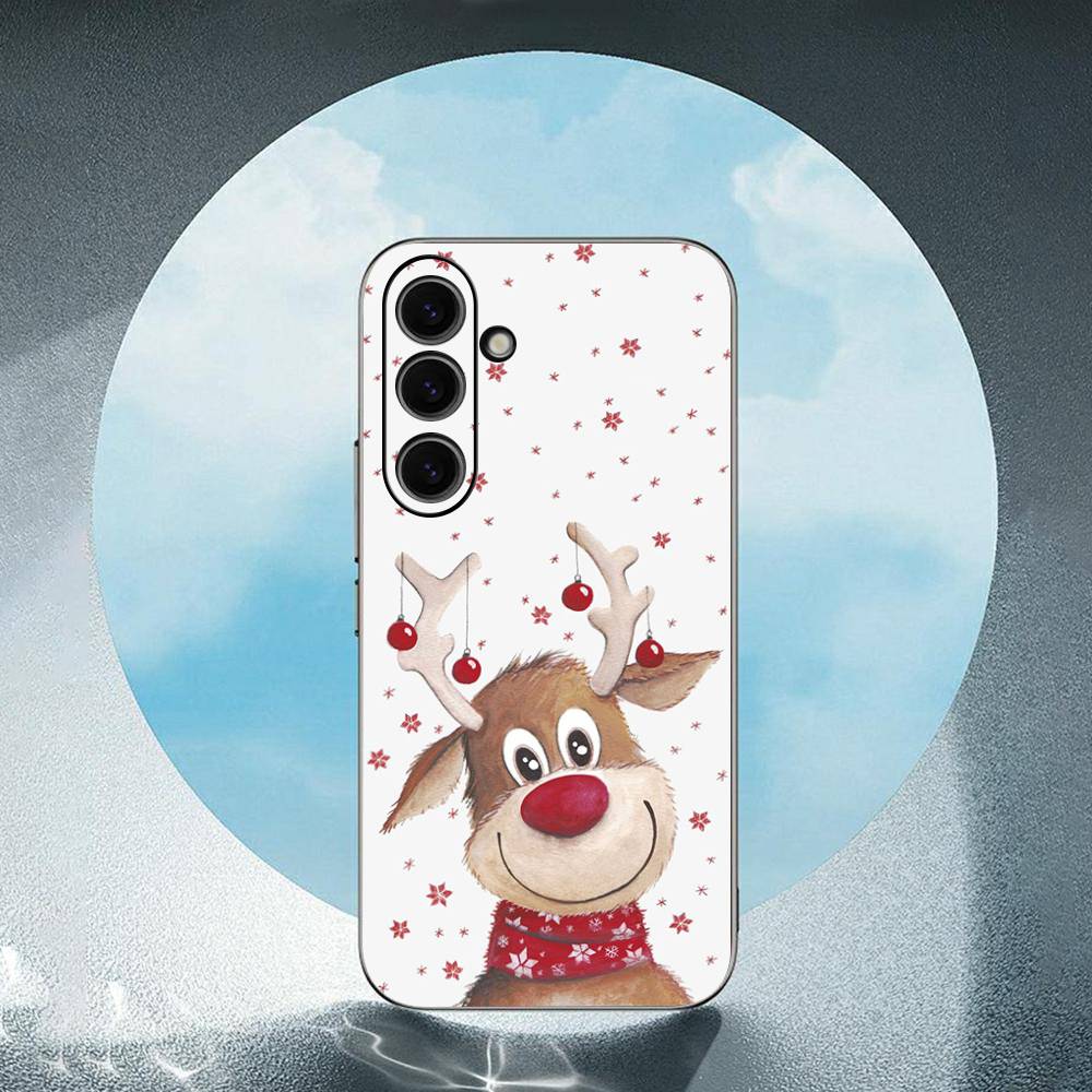 Christmas Deer For Samsung Galaxy S23 S24 S25 Ultra S22 Plus S21 Black Soft Case Waterproof Soft Case