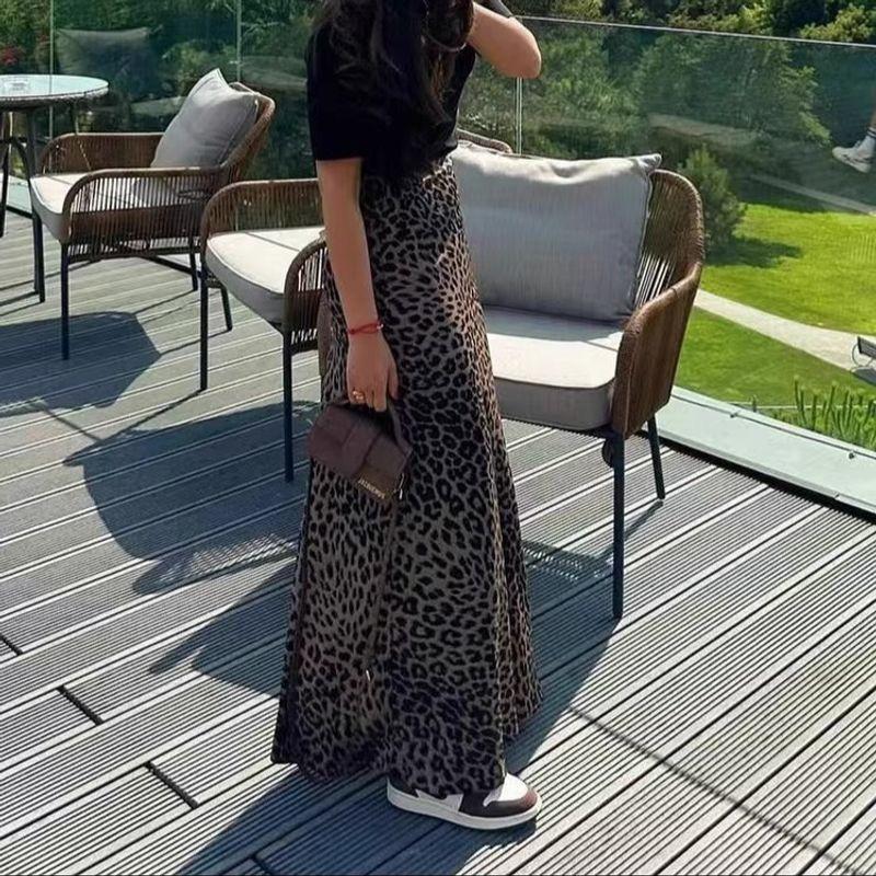 Western Style Leopard Print Print Sexy Sheath Fishtail Skirt Printed Leopard Print Skirt