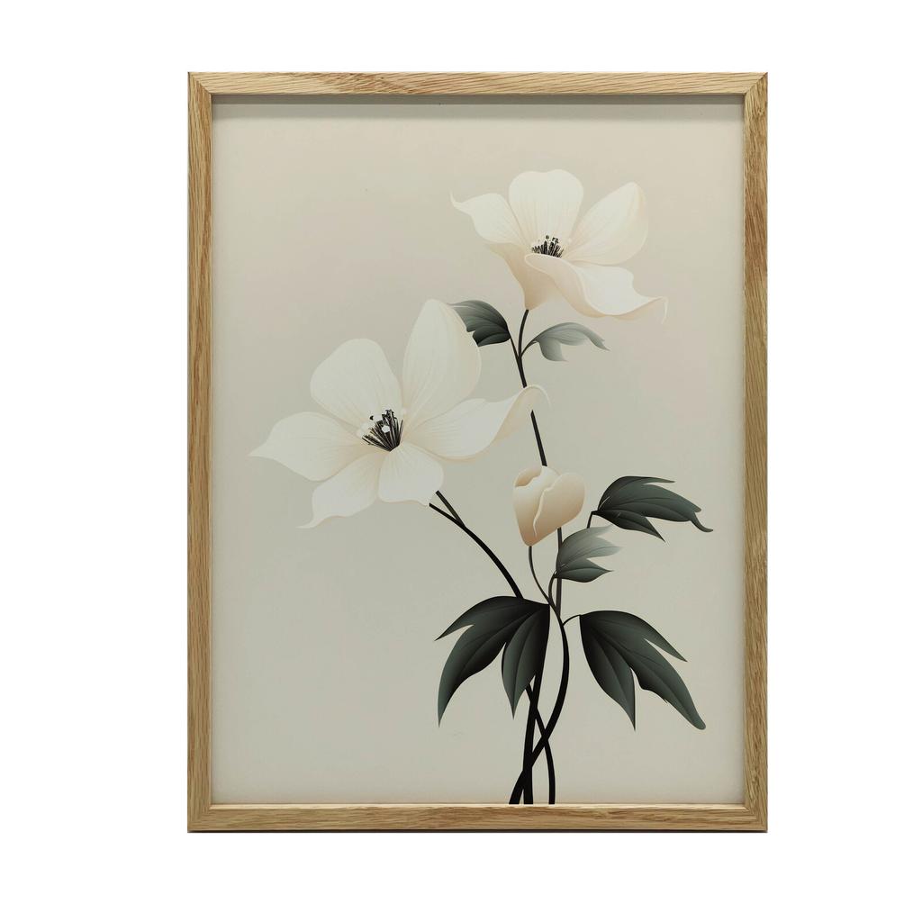 White Elegance - Minimalist Floral Poster White Elegance - Minimalist Floral Poster, 40X50 Cm, Frameless, Matte Paper 230 Gsm