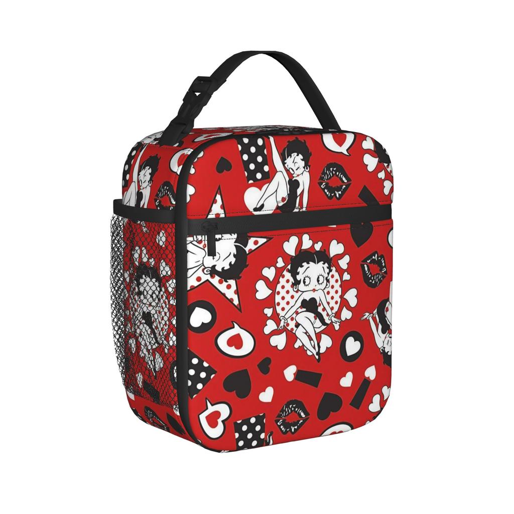 B-Betty Boops Pattern Insulated Lunch Bag Thermal Bag Reusable,Lunch Container Large Tote Lunch Box Food Handbags Office Travel