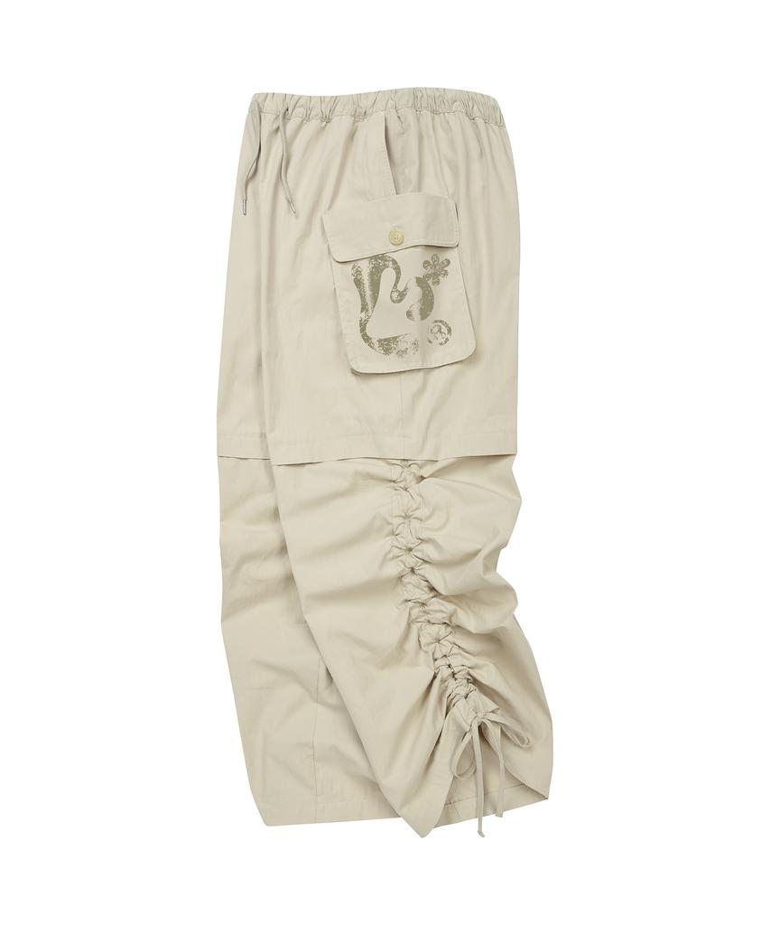 LMR Shirred Point String Cargo Pants Beige
