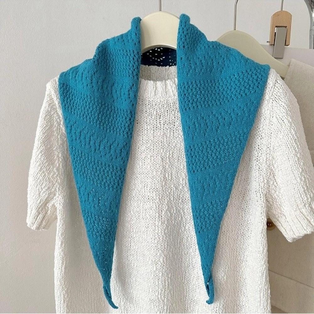 Neck Protection Warm Shawl Scarf Hollow Out Women Headscarf Fashion Knitted Triangle Scarf  Women