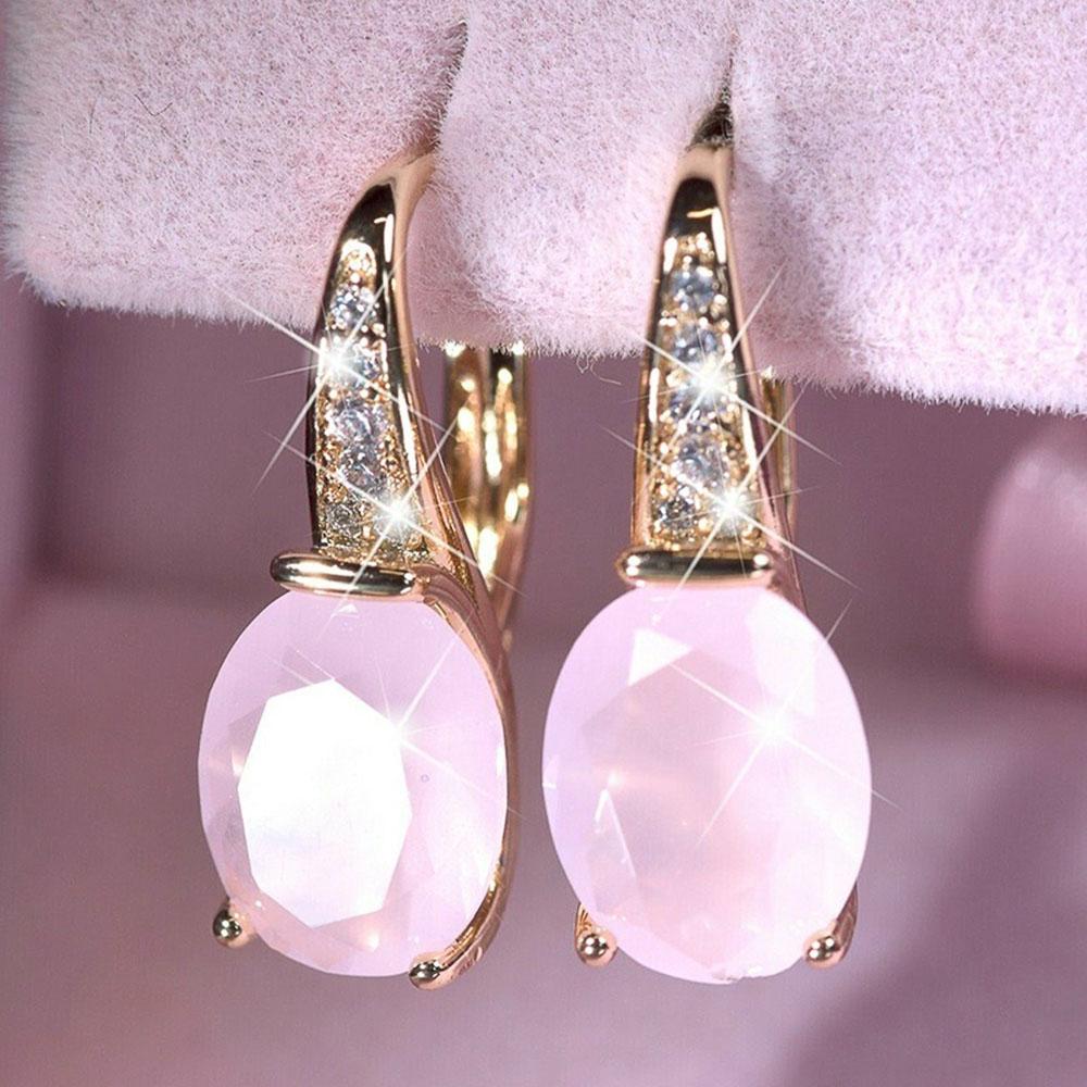 Huitan Luxury Rose Gold Color Dangle Earrings For Women Pink/Crystal CZ Good Quality Female Earrings Statement Wholesale