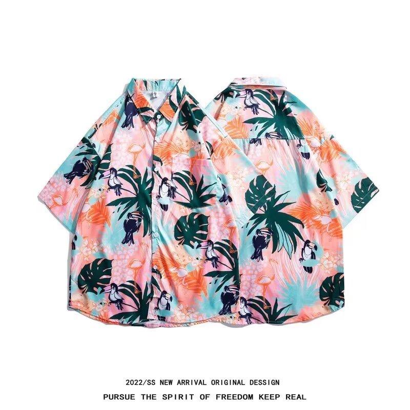 Men'S Retro Shirt, Men'S Summer Outfit, Student Loose Fit, Niche Design, Casual Men'S Top, Outerwear, Beach Top