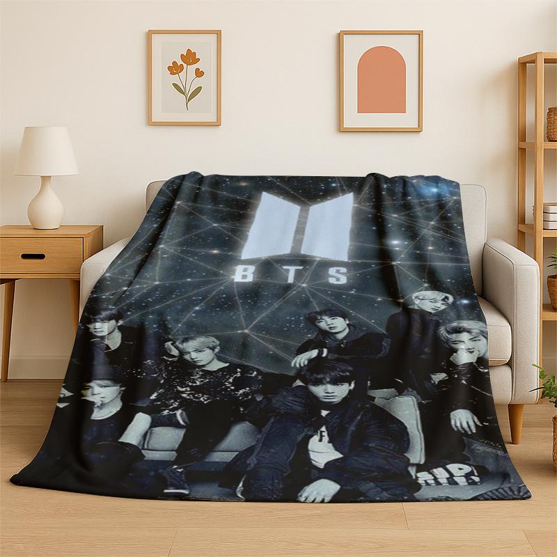 Kpop BBTS Fashion Group Stern Flanelldecke Weiche Warme Überwurfdecke für Schlafzimmer Wohnzimmer Bett Reise Camping Picknick Geschenk