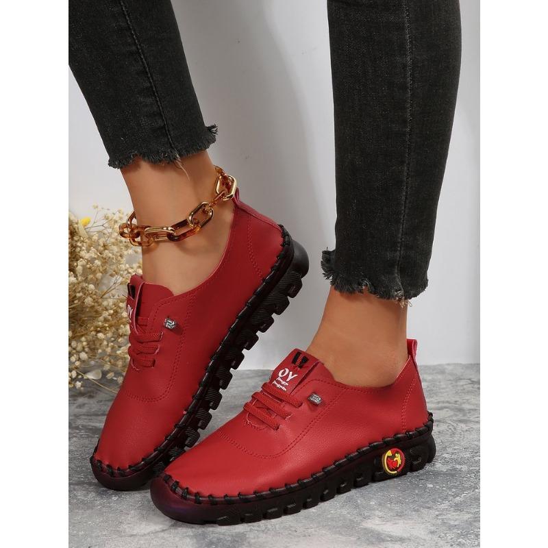 

Soft leather shoes. Comfortable flat shoes with laces. Sole made of beef tendon. Soft sole. Soft surface. Women s shoes in large sizes. 35 червоний