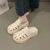 Baotou Half Slippers Women's Summer New Outer Wear Woven Hollow Muller Shoes Square Head Retro Maillard Roman Women's Sandals