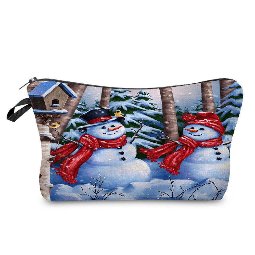 Women Snowman Print Cosmetic Bag Toiletries Organize Travel Storage Case 6766