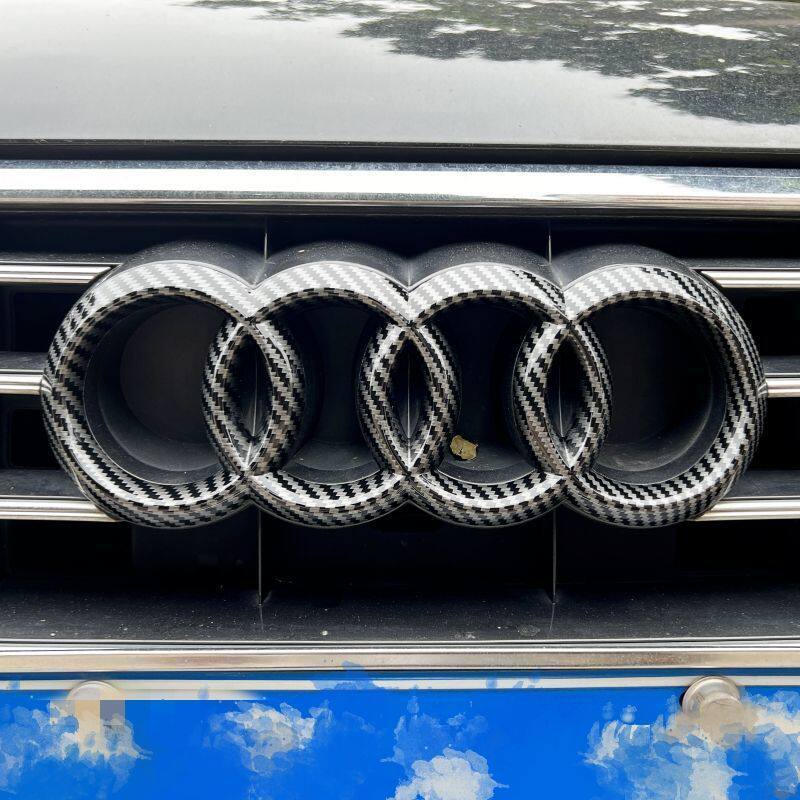 4 Ring carbon fiber ABS Car Hood Front Bonnet Grill Rear Trunk Emblem Logo Badge Sticker Decal For A A3 A4 A5 A6 A7 Q3 Q5 Q7