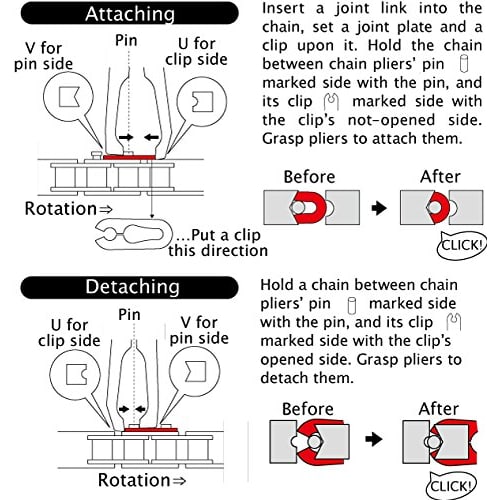Tsunoda KT-802-1 Vertical Chain Pliers, 160mm, for Chain Clip Removal