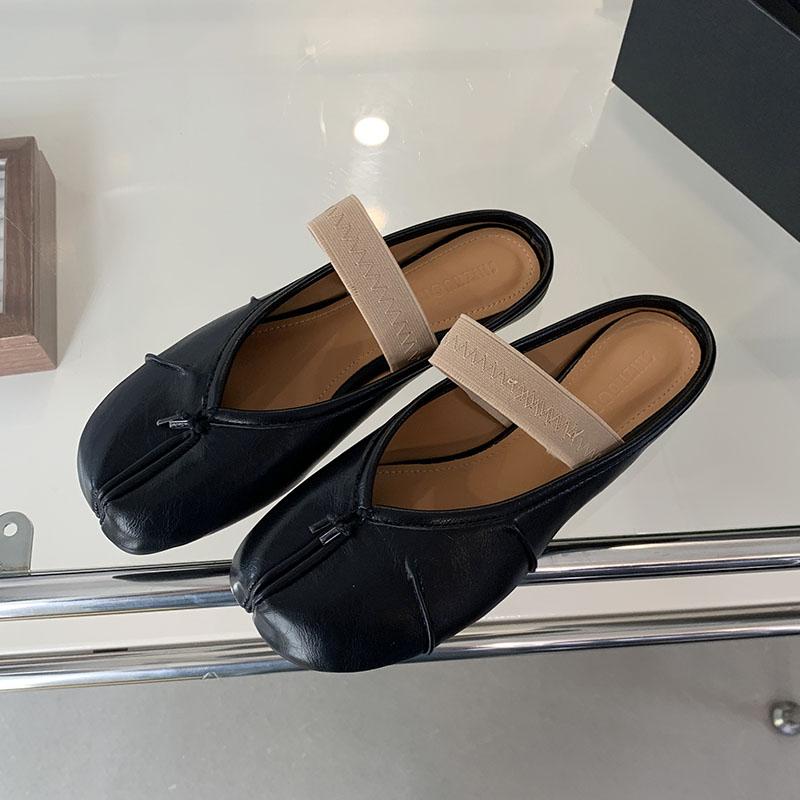 Fashion Female Soft Footwear Flats Ladies Mary Janes Shoes Shallow Strange Toe Fashion Elastic Band Women Flats Slides Shoes Mules
