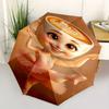 1pc Coffee Dance Themed Umbrella, 8 Rib Frame,Automatic Opening 3 Fold Umbrella, Lightweight and Durable Couple Umbrella-063
