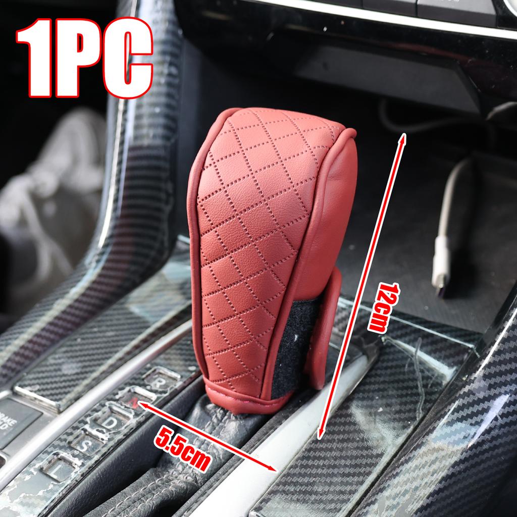 Universele Auto Versnellingspook Beschermhoes Leer Ademend Rundleer Versnellingspook Beschermhoes Koolstofvezel Patroon Auto Interieur