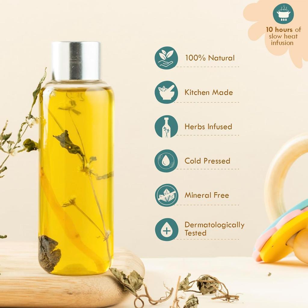 Nat Habit Summer Baby Hair Oil For Kids 0-5 Years Ayurvedic Nourishment For Scalp And Hair Growth With Cold Pressed Oils