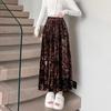 Golden velvet skirt autumn retro 2026 high-end new autumn and winter high-waisted slim skirt long skirt