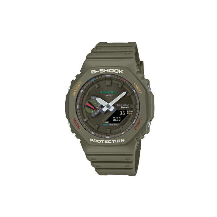 

Casio LCD/Analog Dual Display Series 2100 200M Water Resistant Solar Quartz Movement Resin Strap Unisex Watches Green GA-B2100FC-3A Green Dial