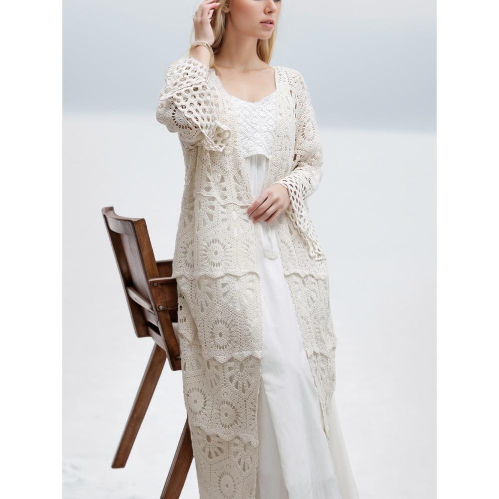 DIMANAF 2024 New T-Shirt Women Knitting Lace Long Vest Hollow Summer Style Basic Tops Tees Loose Clothing
