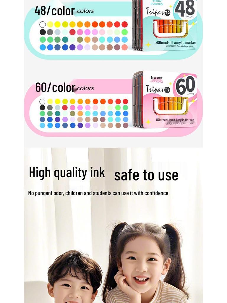 Echter Farbe Weiche Spitze Flüssigmarker: Schichtbarer, Deckender, Waschbarer Acryl-Pinsel für Grundschüler