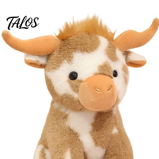 Comfort Companion Doll Highland Cow Stuffed Animal Toy, Soft Plush Scottish Cattle Doll, Cute Sitting Calf Decor Farm Present for Adults Kids