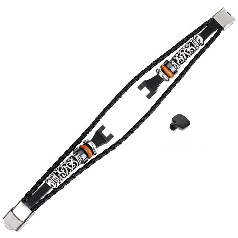 For Garmin Lily Ethnic Band Bracelet Leather+Metal Wrist Strap with Tool