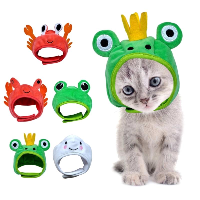 Cute Cats Hat Small Dog Cartoon Plush Headwear Pet Holiday Accessories Photo Props Suitable for Cats Small Dogs