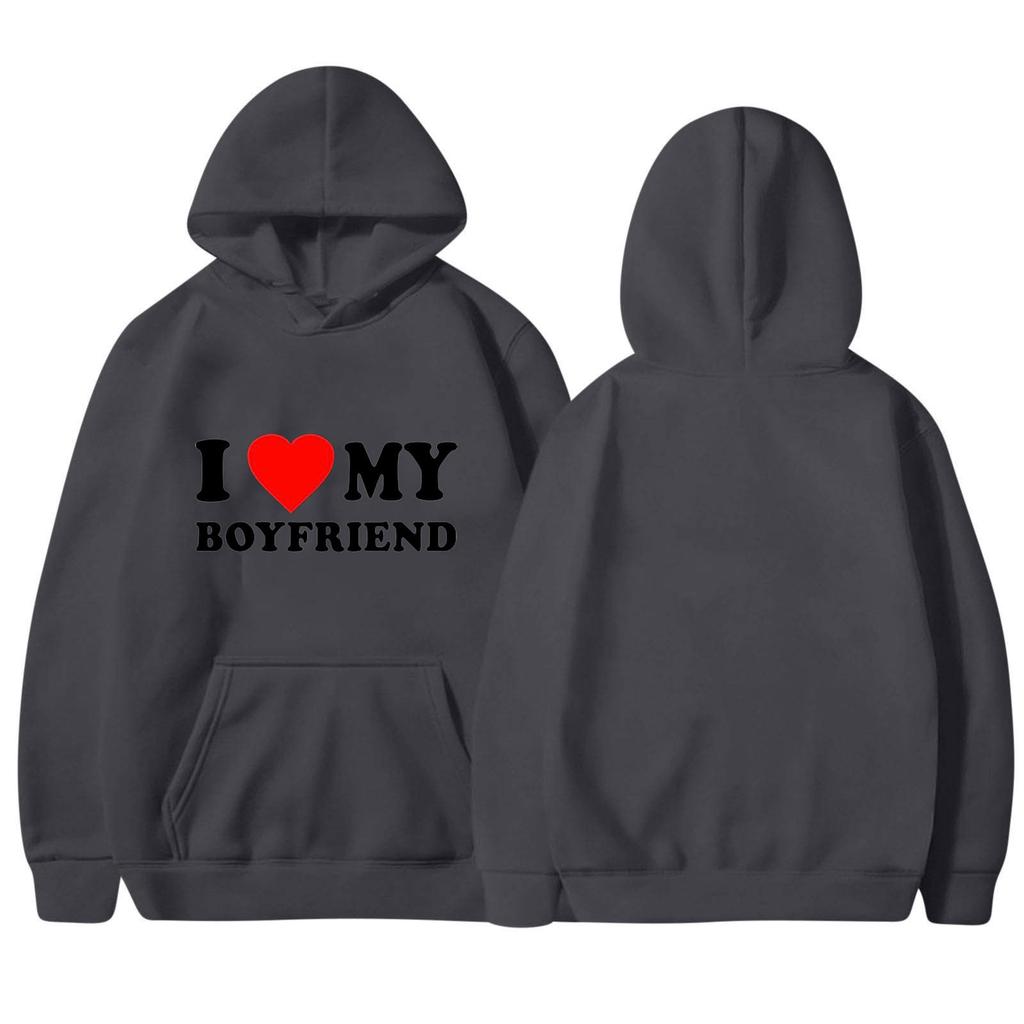 I LOVE MY GIRLFRIEND I Love My Boyfriend Love Casual Loose Pullover Hooded Sweater