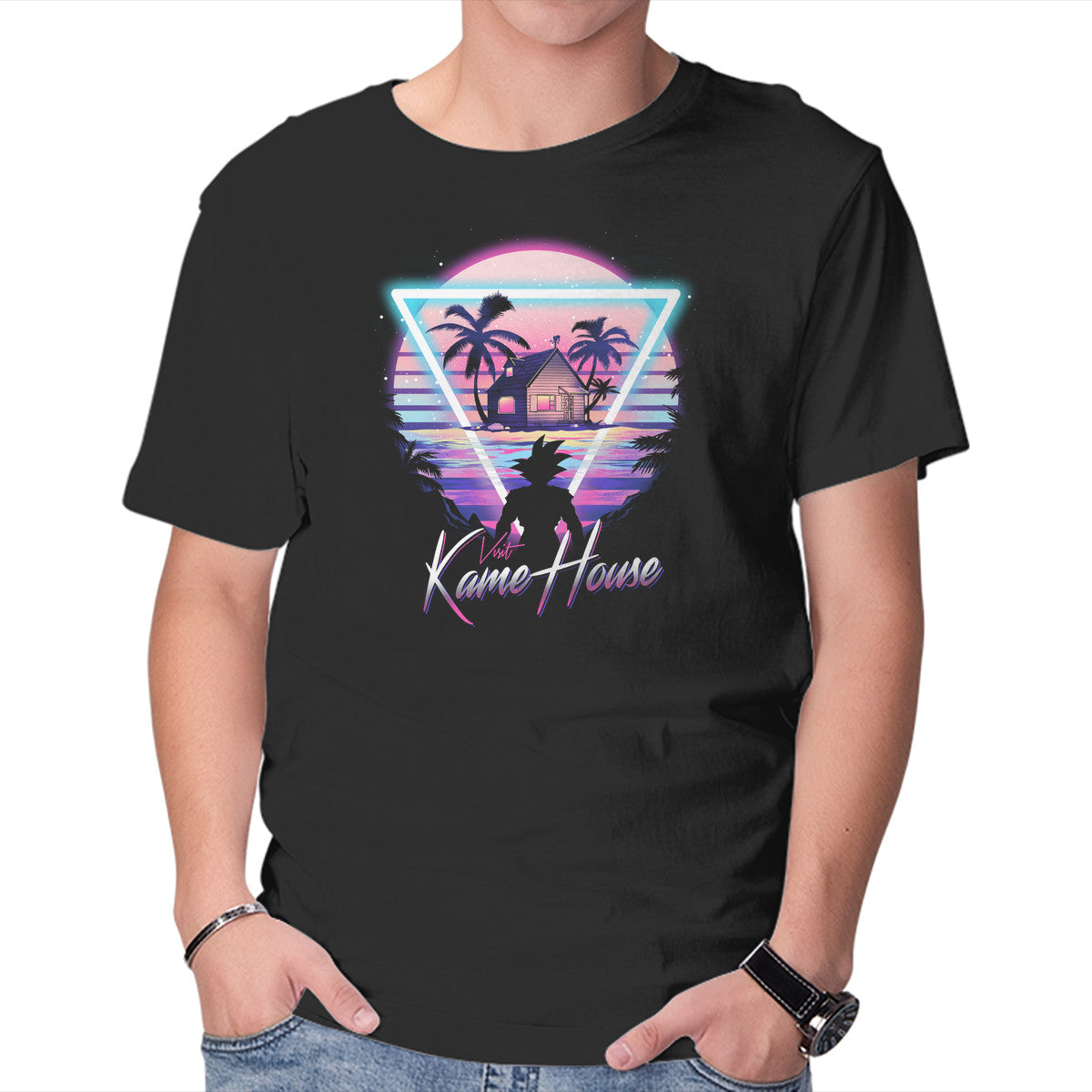 Unisex Crew Neck T-Shirt Kame Island Postcard Graphic Short Sleeve Casual Tee XXL