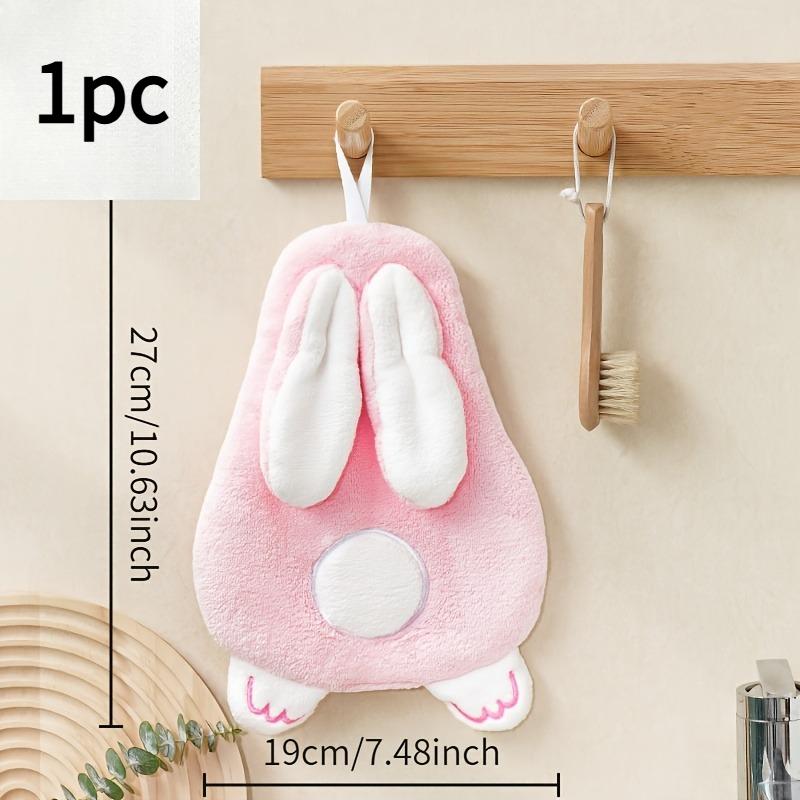 1pc Hand Towel Made of Soft Coral Features a Charming Cartoon Rabbit Design,Is Thick And Absorbent,for Both The Bathroom Kitchen