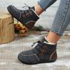 Übergrößen-Stiefeletten für Damen, 2024 Herbst/Winter Neue flache High-Top-Baumwollschuhe, Genähte lässige Damenstiefel, Schneestiefel