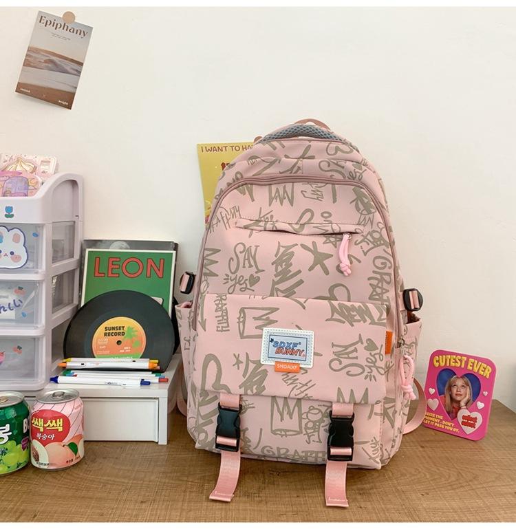 

Школьный рюкзак женский простой модный контрастных цветов для ученицы средней школы, старшеклассницы, студентки колледжа, рюкзак, дорожная сумка розовый