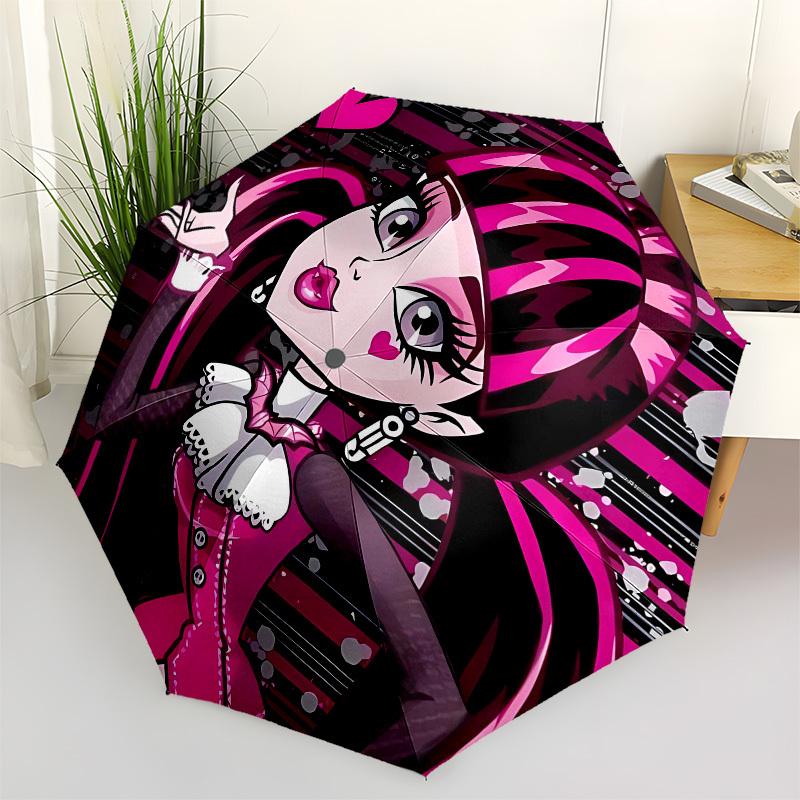 

Monster High, Gothic Fashion Automatic Opening and Closing, 8 rib Structure Portable Umbrella, Suitable for Men and Women in All Seasons Pe