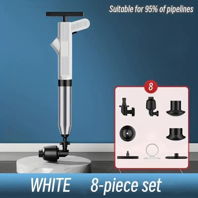 8Pcs Pipeline Cleaning Tools Toilet Plunger Professional Dredging High-pressure Power 304 Stainless Steel Toilet Dredging Device
