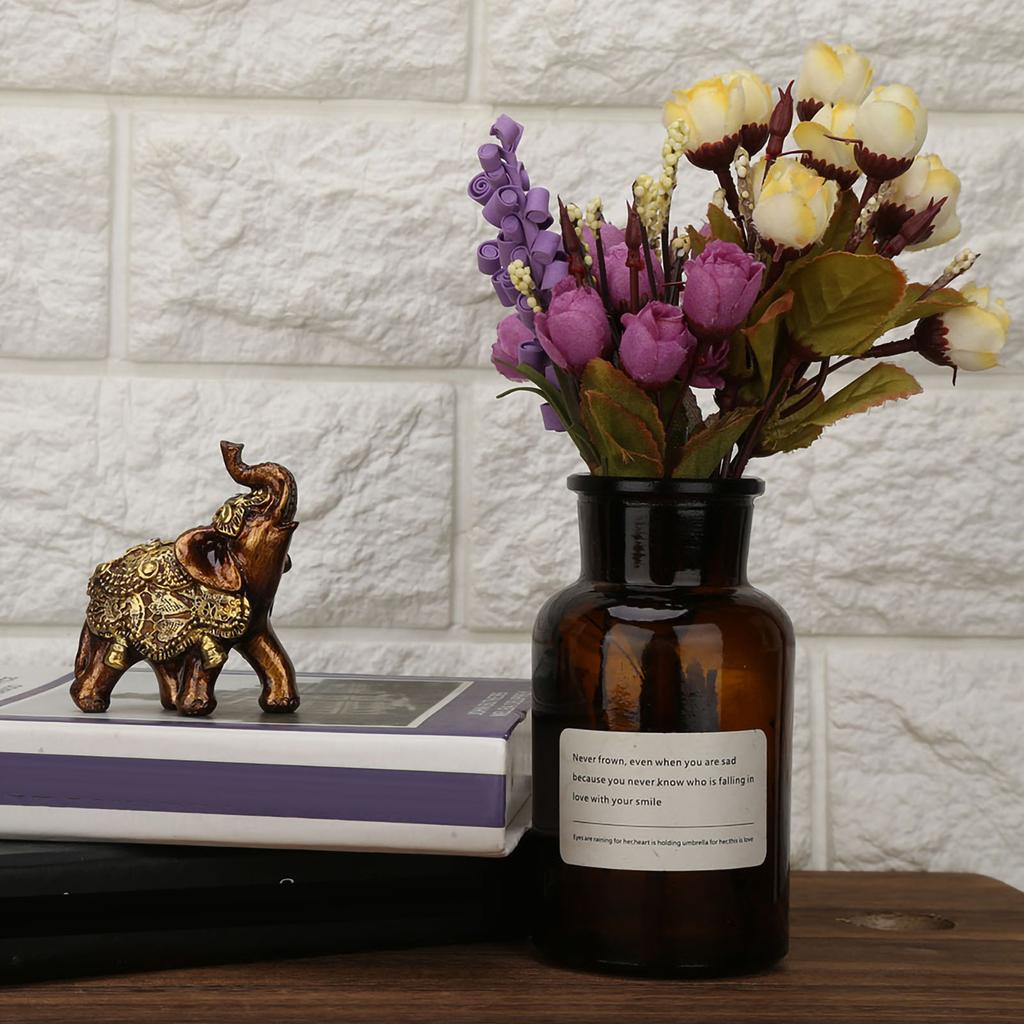 Elefantenförmiges Ornament aus Kunstharz, Holzmaserung, europäischer Stil, für Zuhause, TV-Schrank, Basteldekoration, Gold, S