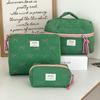 Green Fruit Bow Cosmetic Bag High Value Travel Cosmetics Portable Contrasting Color Portable Storage Bag Wash Bag