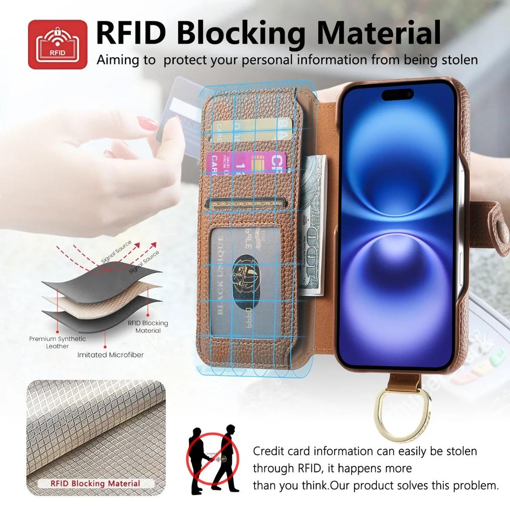 Wrist Strap Wallet Card Slot Holder Flip Leather Phone Case for IPhone 17 Air 16E 16 15 14 13 12 Pro Max Plus Protective Cover