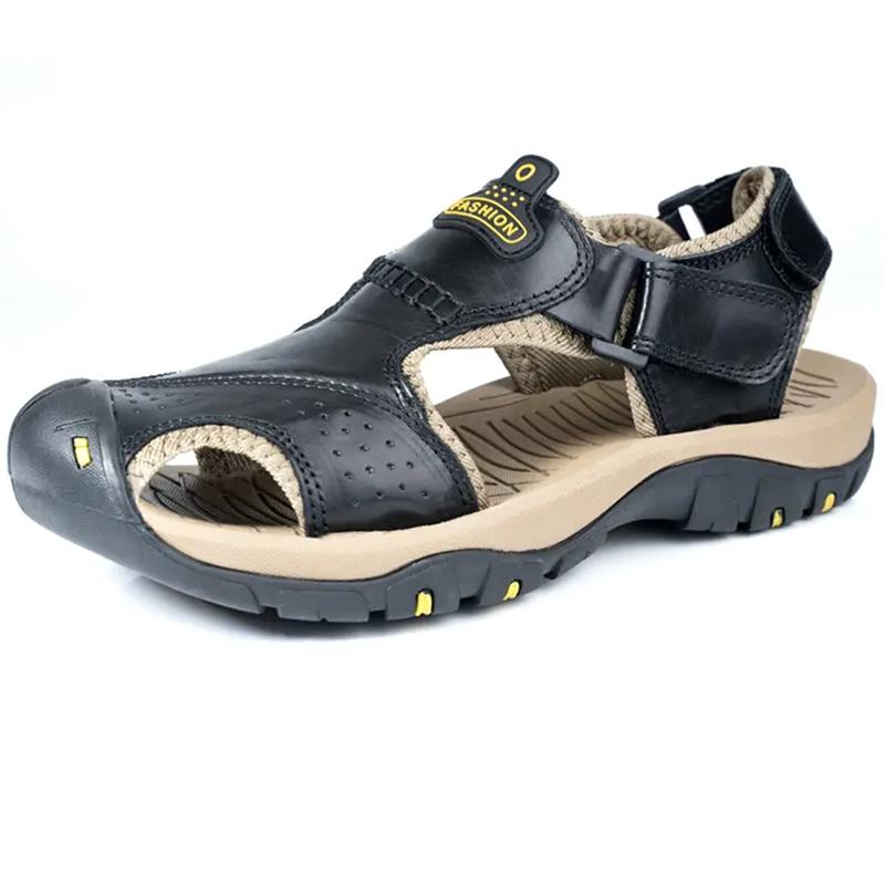 Summer New Sandals Men's Non-slip Comfortable Lightweight Leather Sandals Outdoor Beach Shoes Casual Men's Shoes Large Size